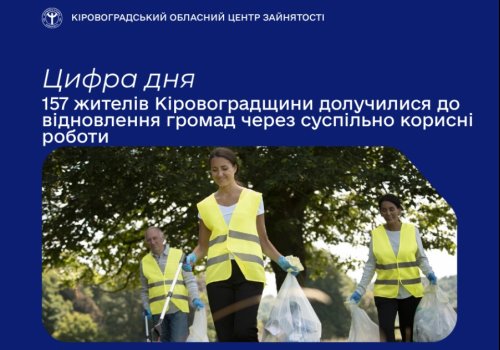 157 жителів Кіровоградщини долучилися до відновлення громад через  суспільно корисні роботи