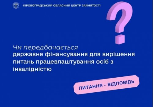 Чи передбачається державне фінансування для вирішення питань  працевлаштування осіб з інвалідністю?