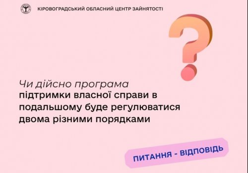 Чи дійсно програма підтримки власної справи в подальшому буде  регулюватися двома різними порядками?