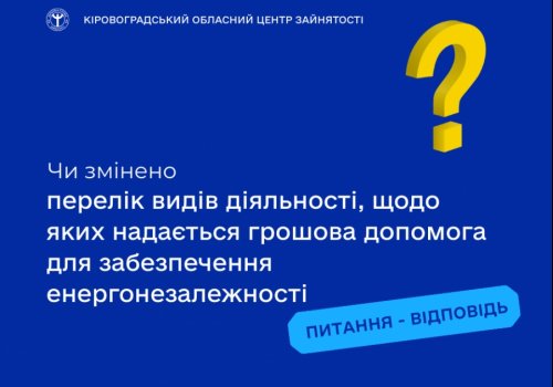 Чи змінено перелік видів діяльності, щодо яких надається грошова допомога для забезпечення енергонезалежності?