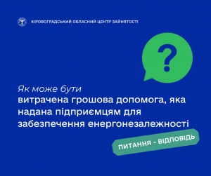 Як може бути витрачена грошова допомога, яка надана підприємцям для  забезпечення енергонезалежності?