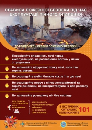 Правила пожежної безпеки під час експлуатації пічного опалення