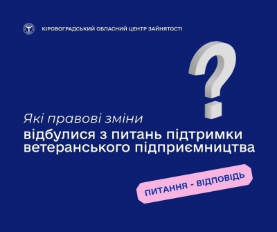 Які правові зміни відбулися з питань підтримки ветеранського  підприємництва?