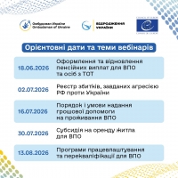 Проведення вебінарів "Внутрішньо переміщені особи та люди, які повертаються в Україну, можуть стикатися з труднощами в оформленні документів, виплат чи відновленні своїх прав.""