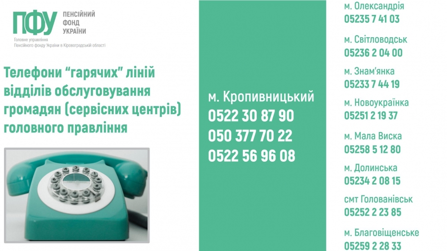 Телефони "гарячих" ліній відділів обслуговування громадян (сервісних центів) головного управління