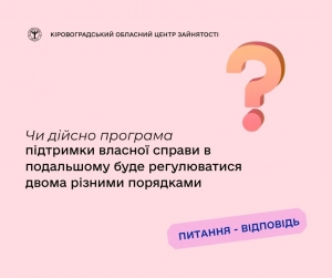 Чи дійсно програма підтримки власної справи в подальшому буде  регулюватися двома різними порядками?