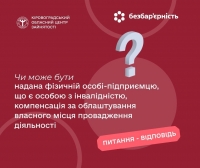 Чи може бути надана фізичній особі-підприємцю, що є особою з інвалідністю, компенсація за облаштування власного місця провадження діяльності?