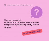 В якому розмірі надається роботодавцям державна підтримка в рамках  проекту «Точка опори»?