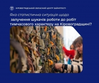 Яка статистична ситуація щодо залучення шукачів роботи до робіт  тимчасового характеру на Кіровоградщині?