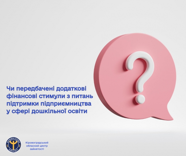 Чи передбачені додаткові фінансові стимули з питань підтримки підприємництва у сфері дошкільної освіти?