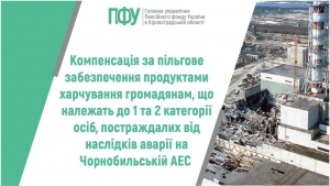 Компенсація за пільгове забезпечення продуктами харчування громадянам, що належать до 1 та 2 категорії осіб, постраждалих від наслідків  аварії на Чорнобильській АЕС